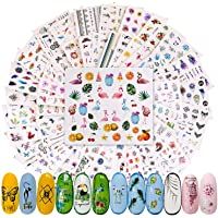 PHOGARY 60 Hojas Pegatinas al Agua para Uñas Florales Calcomanía Pegatinas uñas Decorativas- 3D Stickers Uñas Mixto para…